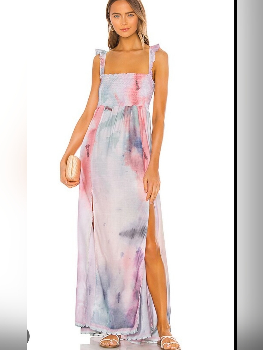 Agua Bendita Women's Leandra In Shibori Pastel Tie-Dye Smocked Maxi Dress